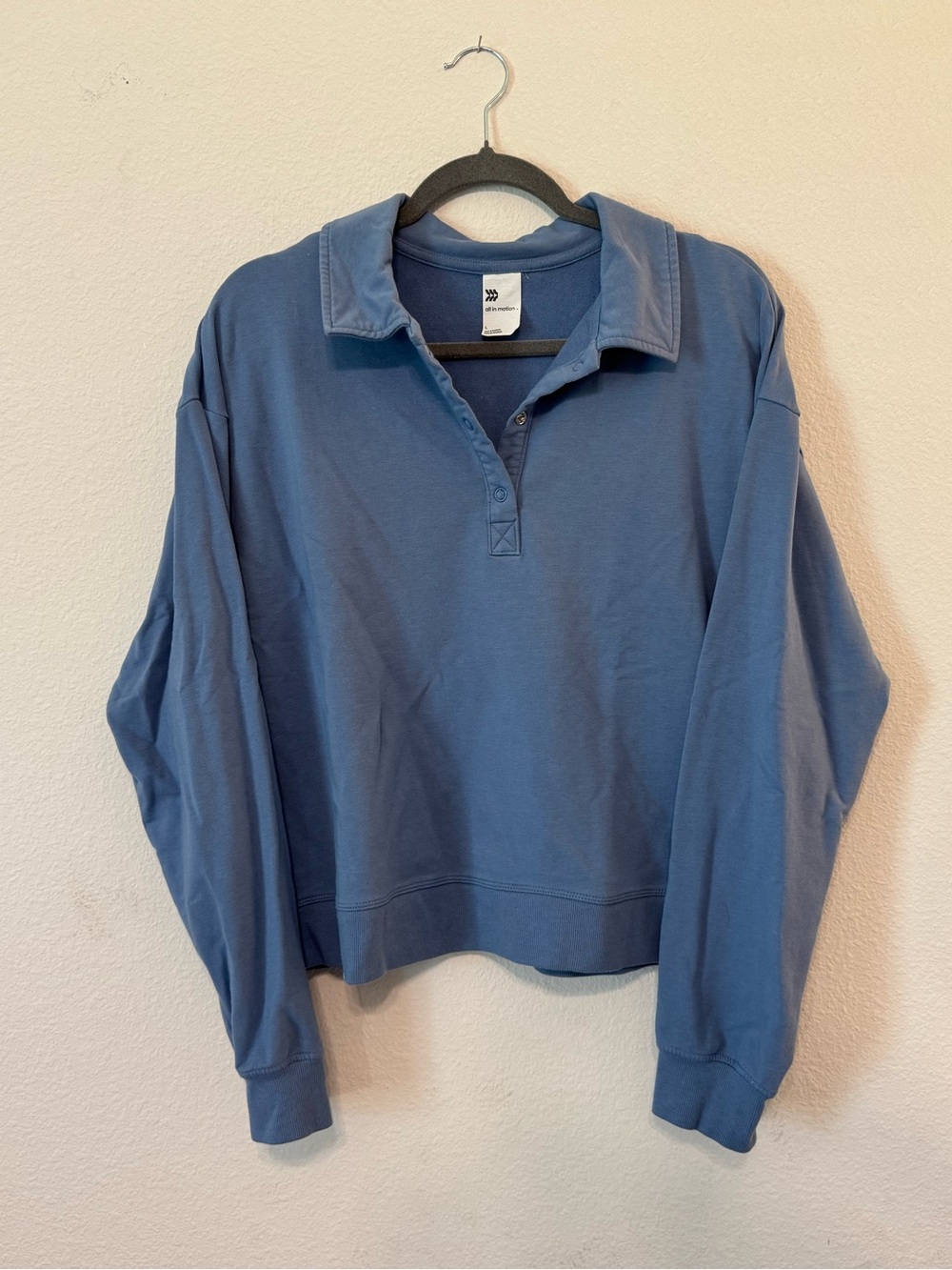 all in motion Washed Blue Pullover Polo Sweatshirt